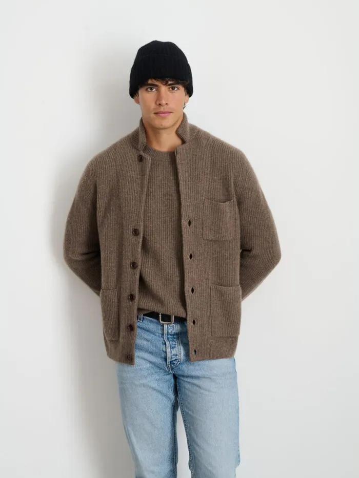 Alex Mill Mitchell Cardigan In Washed Cashmere Heather Walnut Men Sweaters Sweatshirts