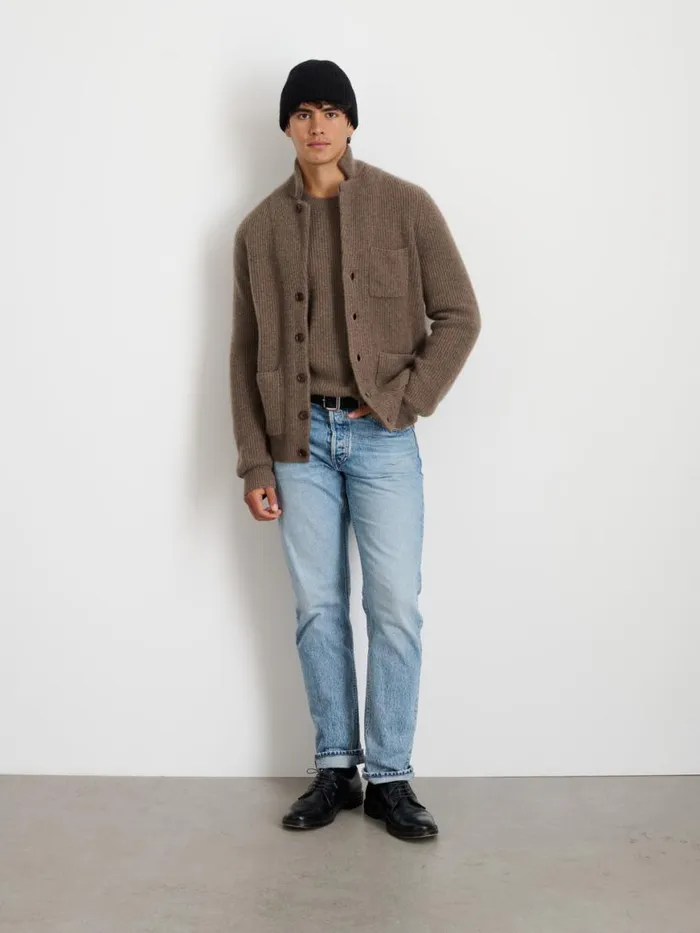 Alex Mill Mitchell Cardigan In Washed Cashmere Heather Walnut Men Sweaters Sweatshirts