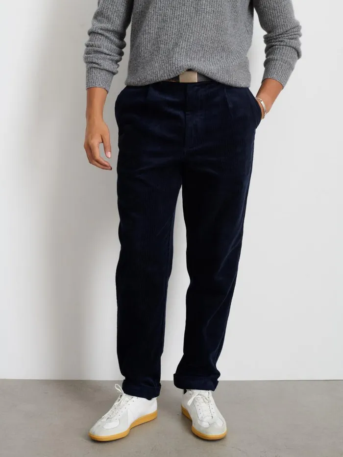 Alex Mill Standard Pleated Pant In Corduroy Dark Navy Men Suiting Blazers