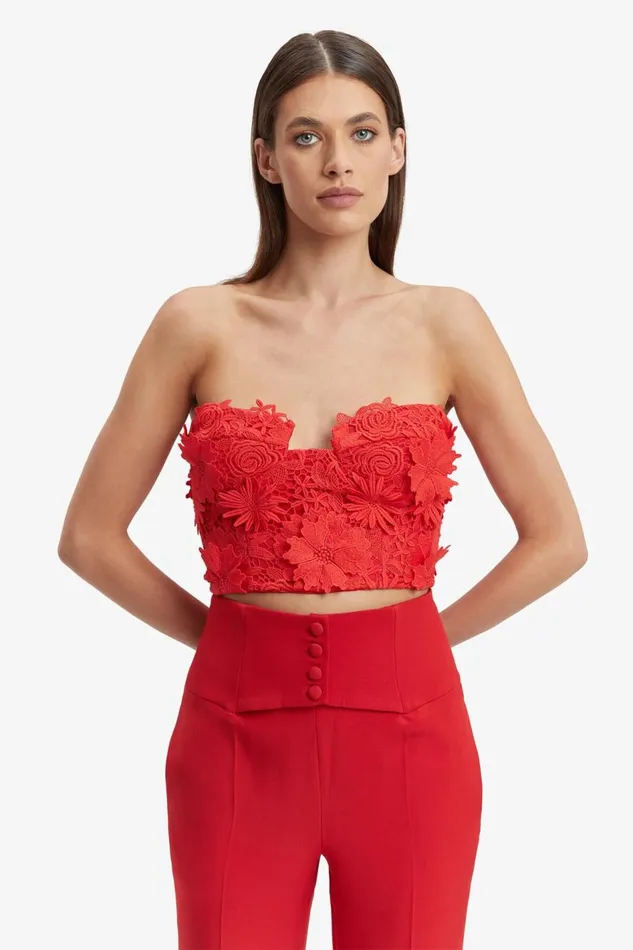 Bardot Corsets Women Brias Lace Bustier In Fire Red Fire Red