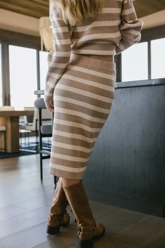 Bohme Alani Striped Skirt In Taupe Taupe Women Skirts
