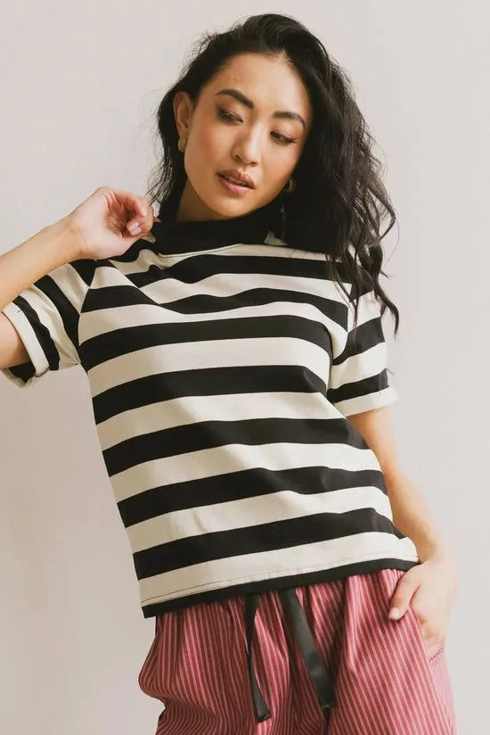 Bohme Grenna Striped Top In Black Black Women Tees and Tanks