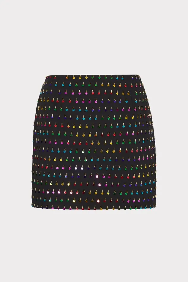 Milly Skirts Women Modern Mini Beaded Sequin Skirt Blackrainbow