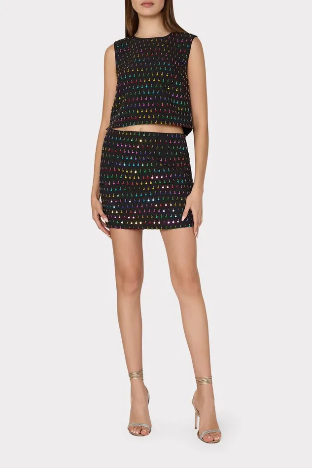 Milly Skirts Women Modern Mini Beaded Sequin Skirt Blackrainbow Milly Skirts Women Modern Mini Beaded Sequin Skirt Blackrainbow