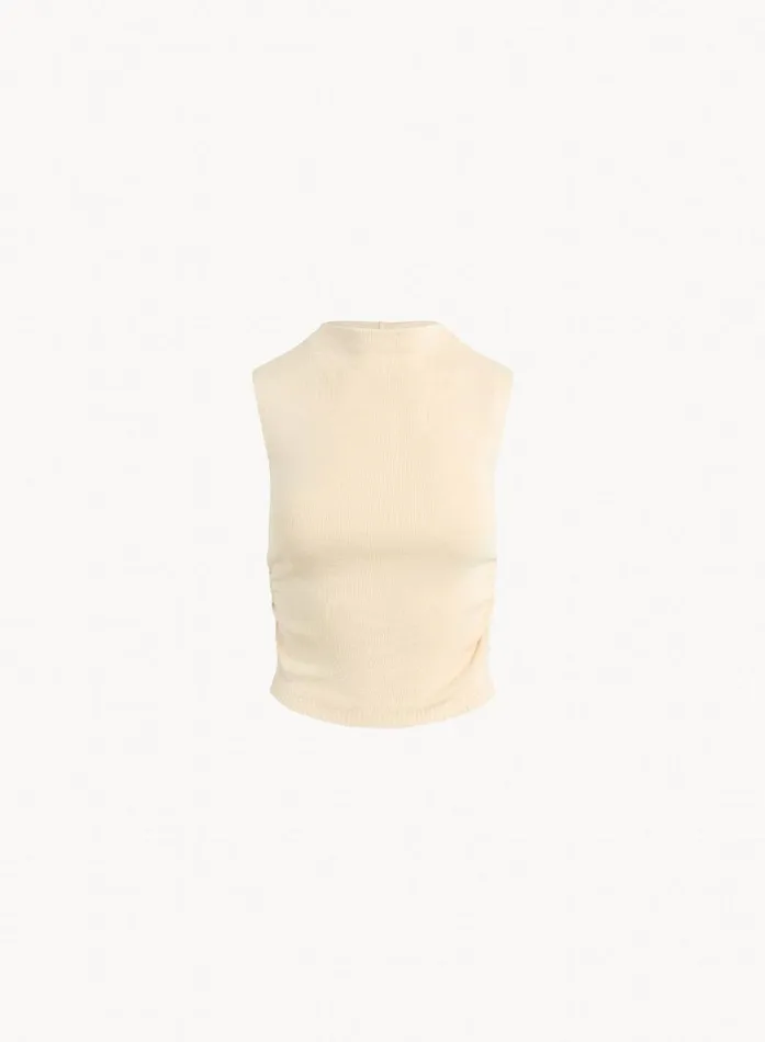 Mock Neck Linen Jersey Top 8211 Seashell Sand Women Bella Dahl Sleeveless