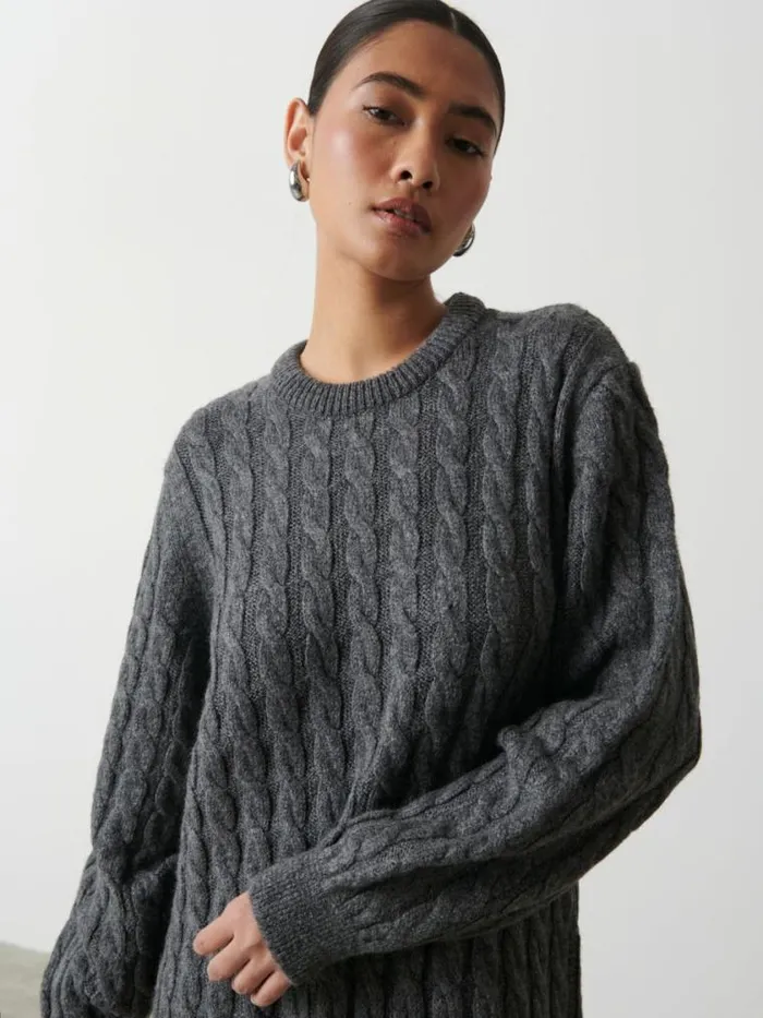 Pretty Lavish Dresses Elisha Cable Knit Midaxi Dress Grey 8211 Women