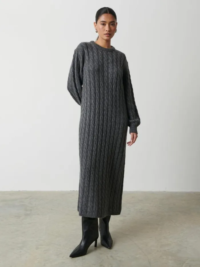 Pretty Lavish Dresses Elisha Cable Knit Midaxi Dress Grey 8211 Women