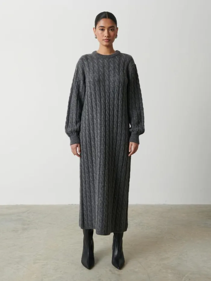 Pretty Lavish Dresses Elisha Cable Knit Midaxi Dress Grey 8211 Women