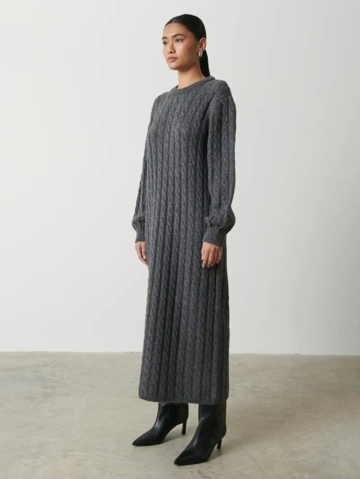 Pretty Lavish Dresses Elisha Cable Knit Midaxi Dress Grey 8211 Women