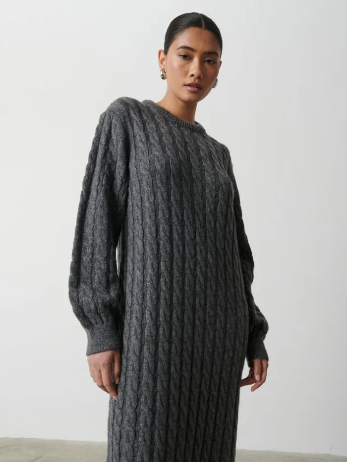 Pretty Lavish Dresses Elisha Cable Knit Midaxi Dress Grey 8211 Women
