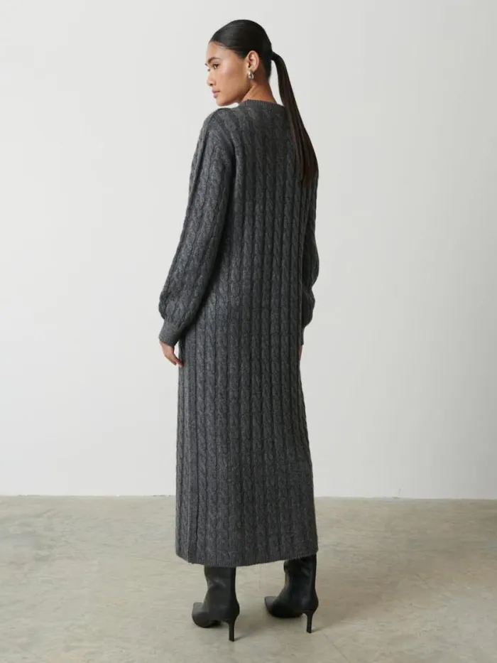 Pretty Lavish Dresses Elisha Cable Knit Midaxi Dress Grey 8211 Women