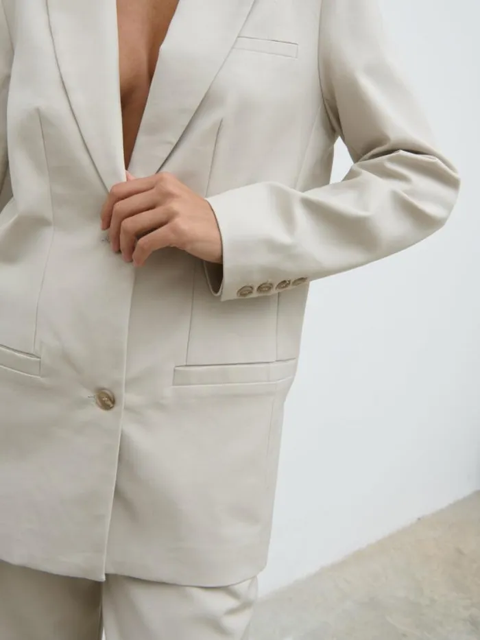 Pretty Lavish Everyday Staples Brady Oversized Boxy Blazer Beige 8211 Women