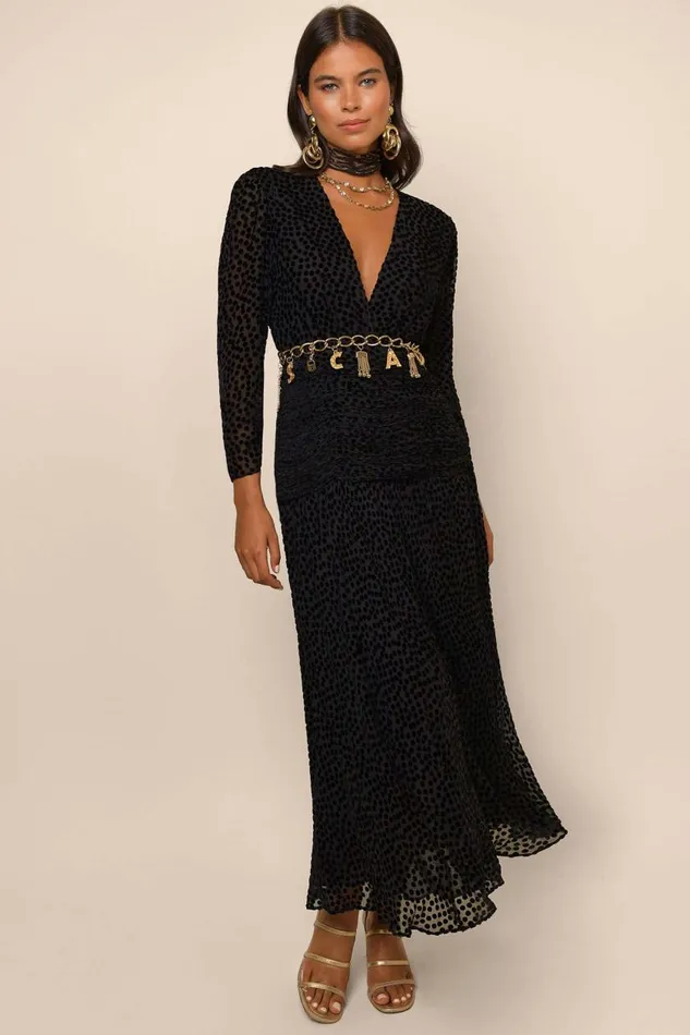 Racquel Black Polka Dot Burnout Women RIXO Dresses Racquel Black Polka Dot Burnout Women RIXO Dresses