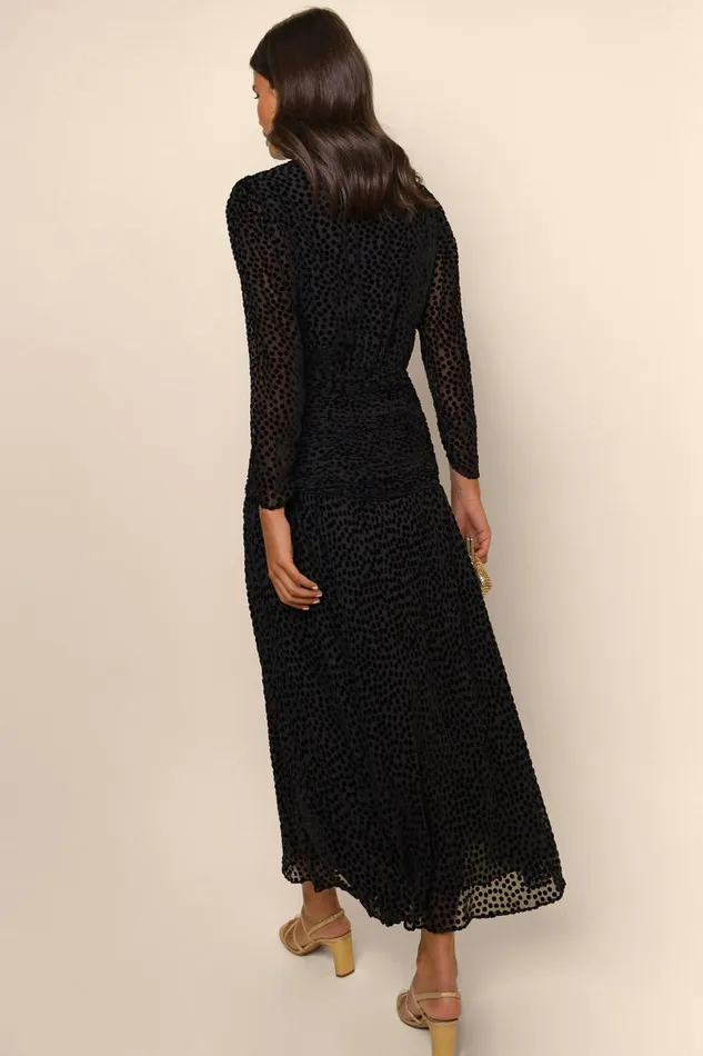 Racquel Black Polka Dot Burnout Women RIXO Dresses Racquel Black Polka Dot Burnout Women RIXO Dresses