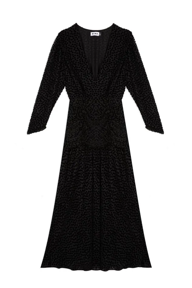Racquel Black Polka Dot Burnout Women RIXO Dresses Racquel Black Polka Dot Burnout Women RIXO Dresses