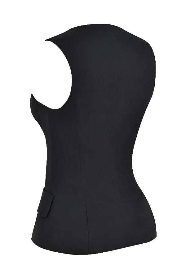 Women Juliet Black Sleeveless Tuxedo Top House Of CB Tops