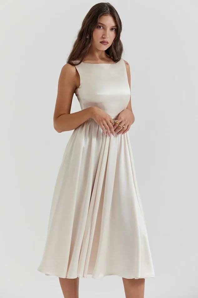 Women Shayla Vintage Cream Midi Dress House Of CB Dresses Women Shayla Vintage Cream Midi Dress House Of CB Dresses