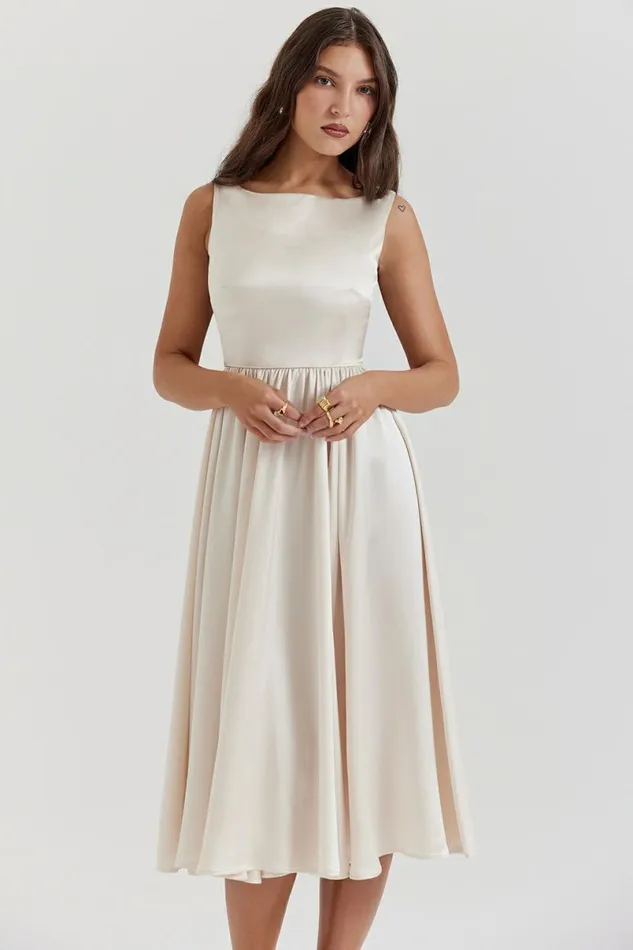 Women Shayla Vintage Cream Midi Dress House Of CB Dresses Women Shayla Vintage Cream Midi Dress House Of CB Dresses