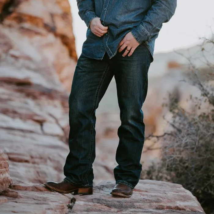 1312 Fit Jeans With A Pieced Back Pocket Blue Men Stetson Boot Cut