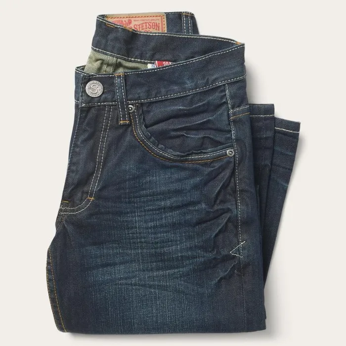 1312 Fit Jeans With A Pieced Back Pocket Blue Men Stetson Boot Cut