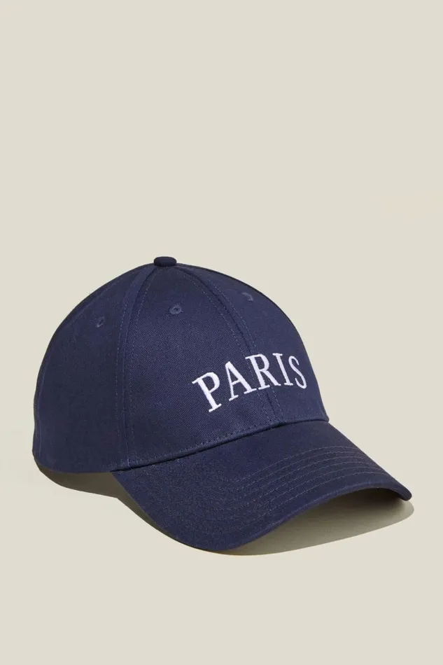 6 Panel Ball Cap Navyparis Men Cotton On Hats