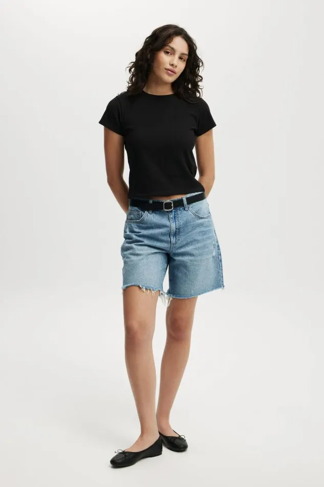 90S Baby Tee Black Women Cotton On Tops
