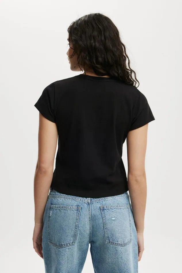 90S Baby Tee Black Women Cotton On Tops