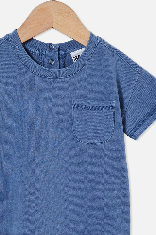 Alfie Drop Shoulder Tee Petty Blue Wash Baby Cotton On Tops Jackets and Sweaters
