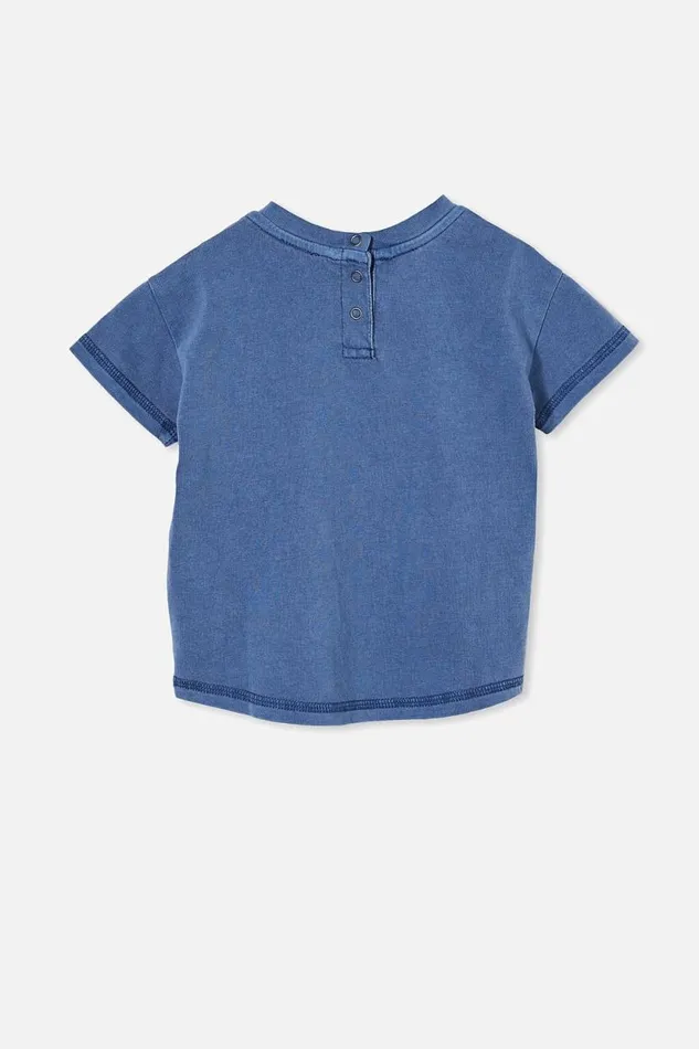 Alfie Drop Shoulder Tee Petty Blue Wash Baby Cotton On Tops Jackets and Sweaters