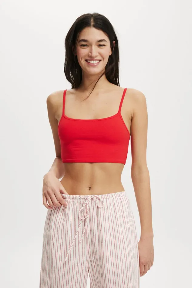 All Day Micro Crop Cami Racer Red Women Cotton On Tops