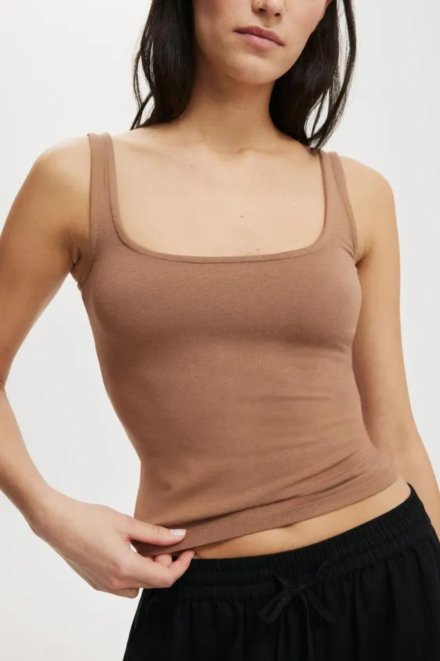 All Day Square Neck Tank Baked Clay Women Cotton On Tops All Day Square Neck Tank Baked Clay Women Cotton On Tops