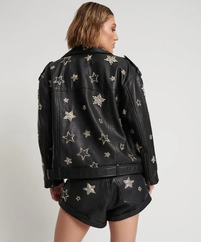 ALL STAR HAND EMBELLISHED LEATHER JACKET Women One Teaspoon Jackets ALL STAR HAND EMBELLISHED LEATHER JACKET Women One Teaspoon Jackets