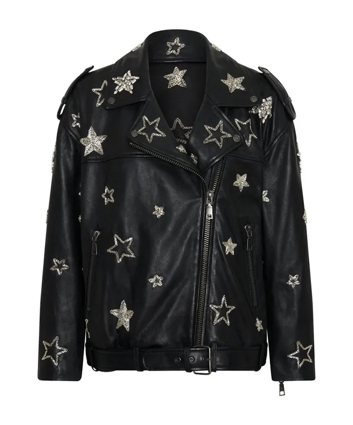 ALL STAR HAND EMBELLISHED LEATHER JACKET Women One Teaspoon Jackets ALL STAR HAND EMBELLISHED LEATHER JACKET Women One Teaspoon Jackets