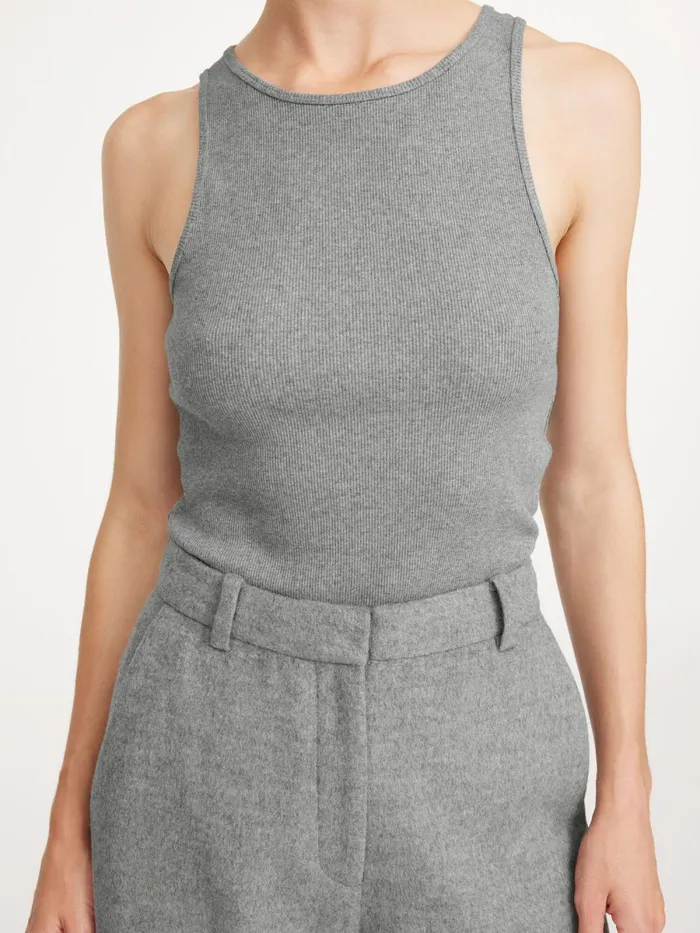 Amani Organic Cotton Tank Top Grey Melange Women By Malene Birger Tops and Blouses