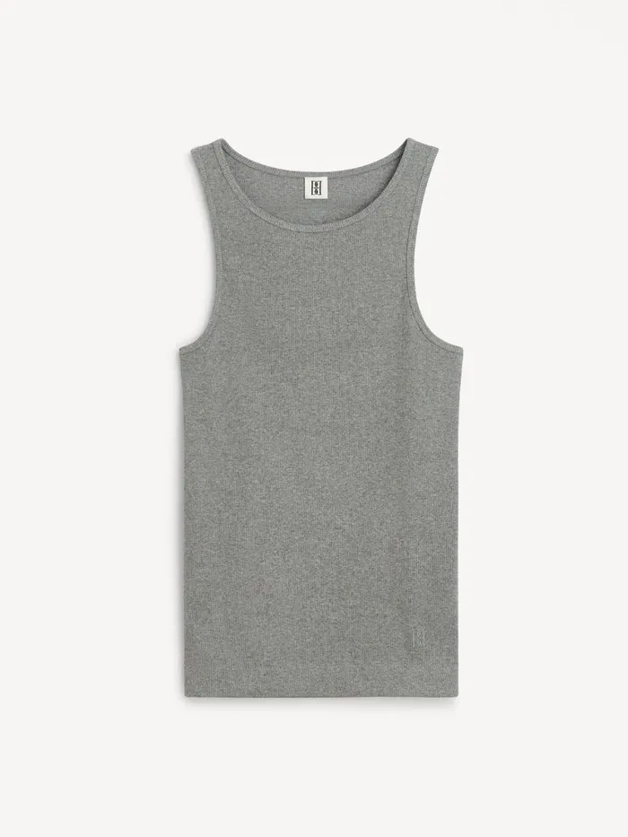 Amani Organic Cotton Tank Top Grey Melange Women By Malene Birger Tops and Blouses