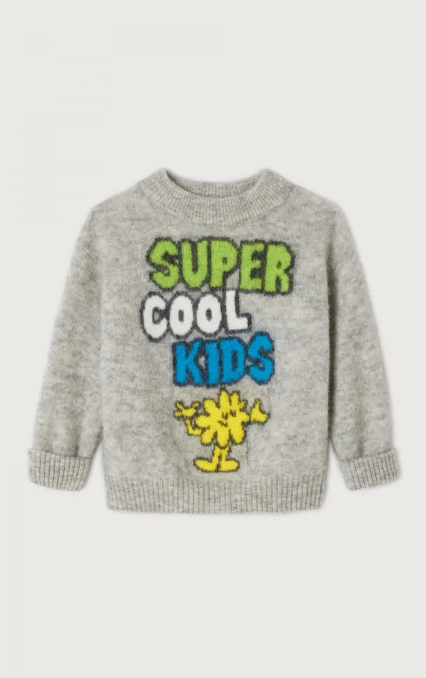 American Vintage Jumpers and Cardigans Kids Jumper Vitow Melange Light Grey American Vintage Jumpers and Cardigans Kids Jumper Vitow Melange Light Grey