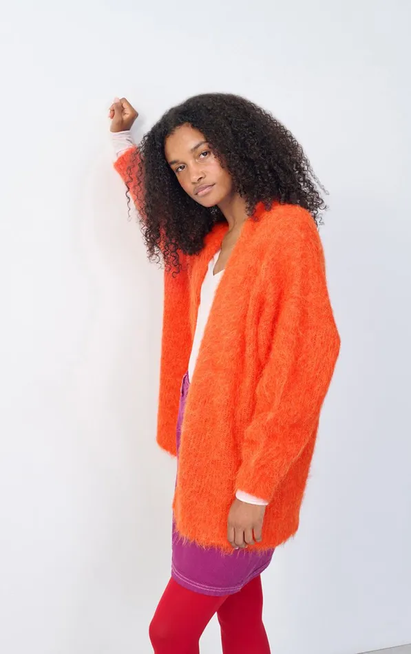 American Vintage Jumpers and Cardigans Women Cardigan Bymi Melange Blood Orange American Vintage Jumpers and Cardigans Women Cardigan Bymi Melange Blood Orange
