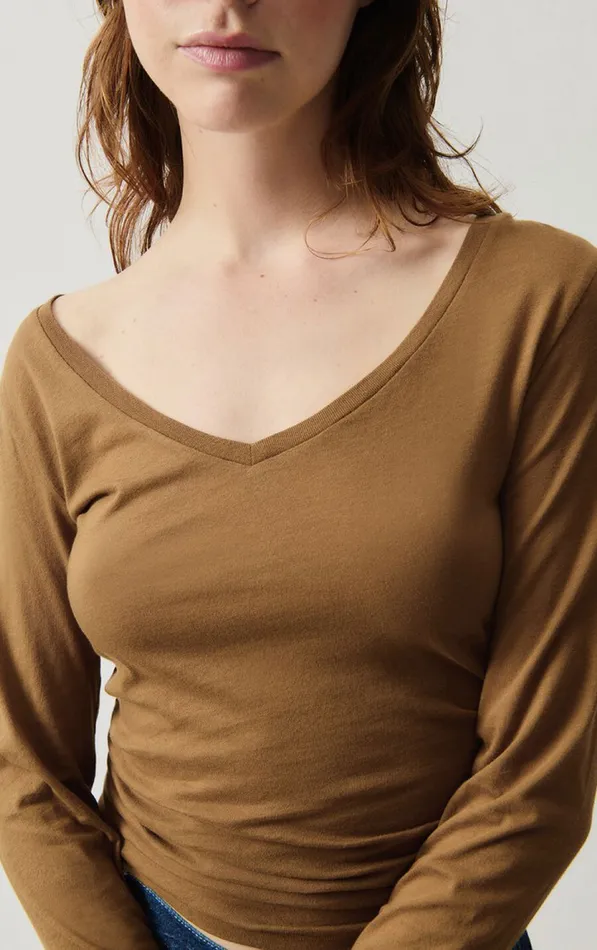 American Vintage Long Sleeve TShirts Women TShirt Xoubow Moka American Vintage Long Sleeve TShirts Women TShirt Xoubow Moka