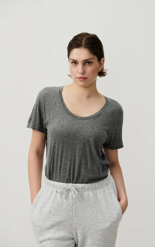 American Vintage Short Sleeve TShirts Women TShirt Jacksonville Melange Charcoal American Vintage Short Sleeve TShirts Women TShirt Jacksonville Melange Charcoal