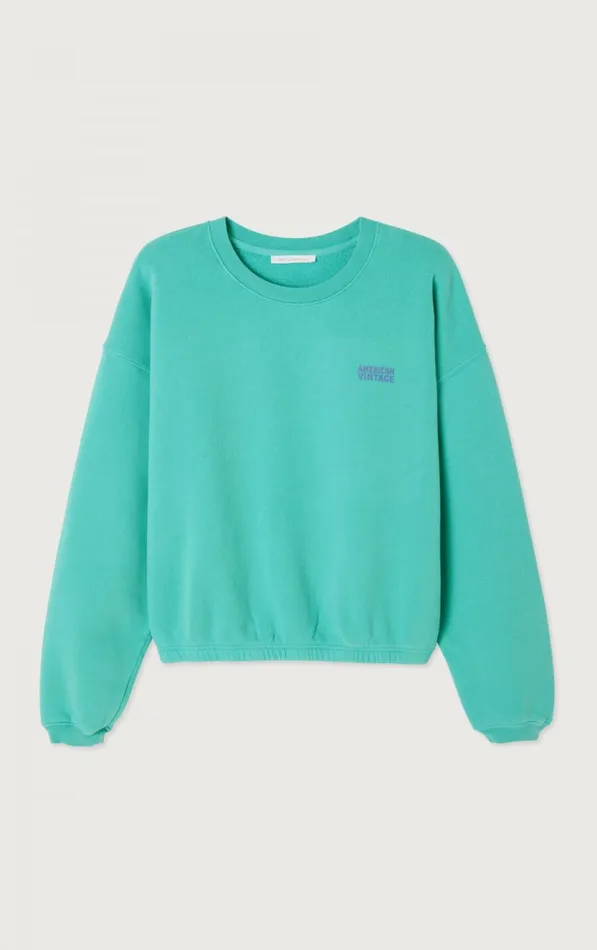 American Vintage Sweatshirts Women Sweatshirt Izubird Vintage Green Acqua