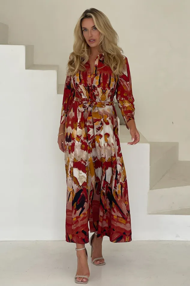 Angela Mixed Abstarct Shirt Maxi Dress Women Girl In Mind Maxi Dresses