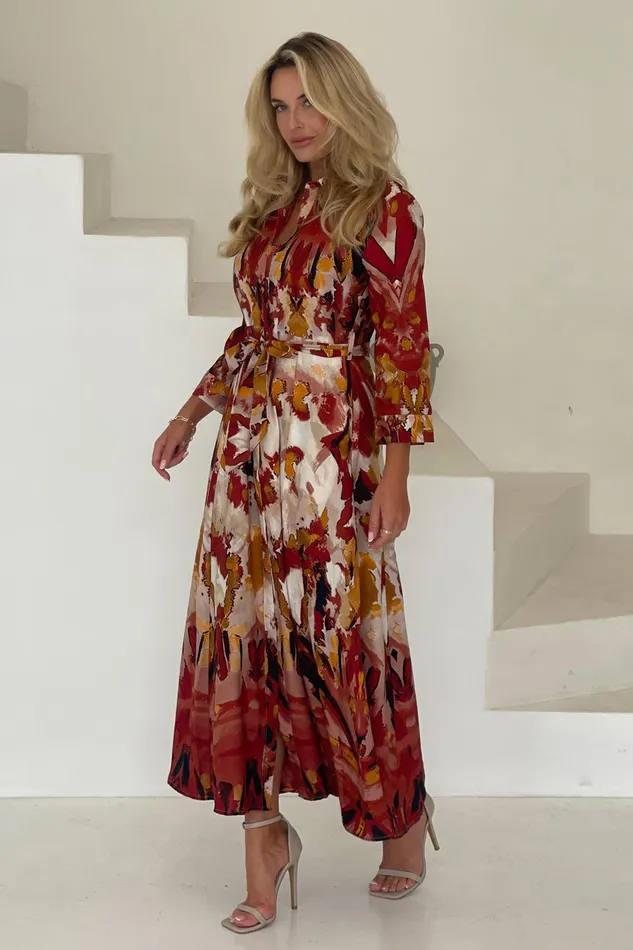 Angela Mixed Abstarct Shirt Maxi Dress Women Girl In Mind Maxi Dresses