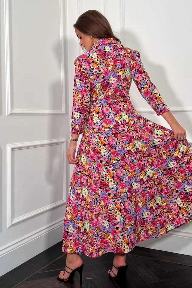 Angela Multi Floral Long Sleeve Shirt Dress Women Girl In Mind Shirt Dresses