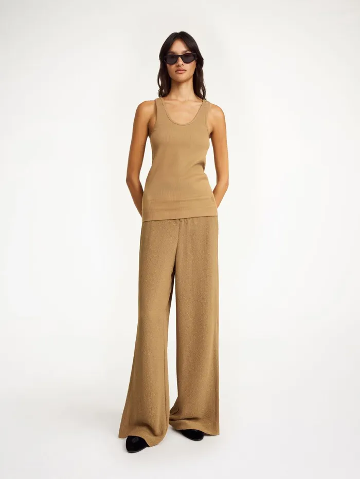 Anisa Organic Cotton Tank Top Light Brown Women By Malene Birger Tops and Blouses