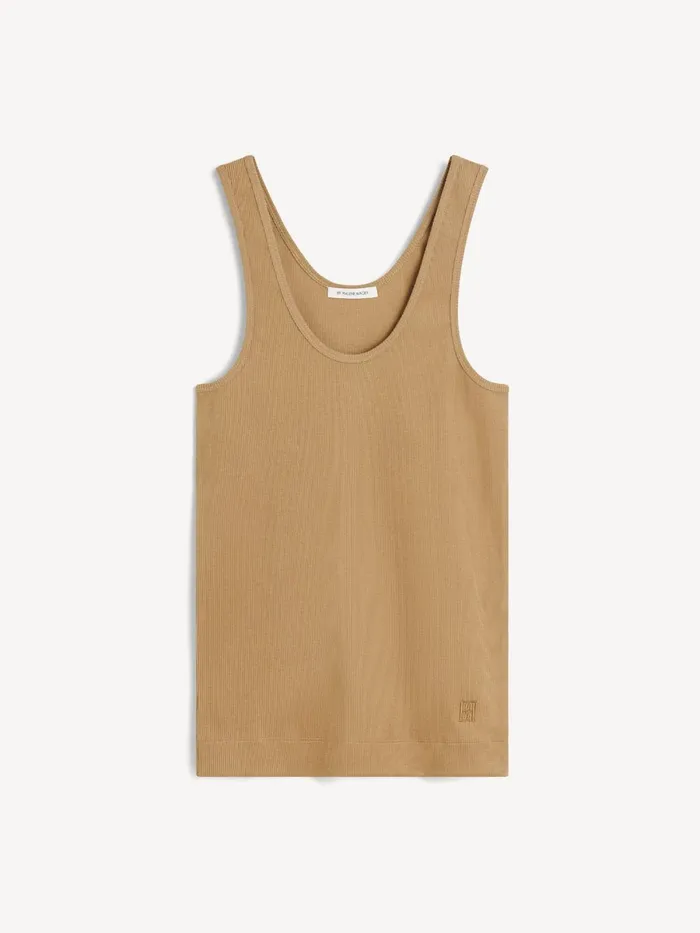 Anisa Organic Cotton Tank Top Light Brown Women By Malene Birger Tops and Blouses