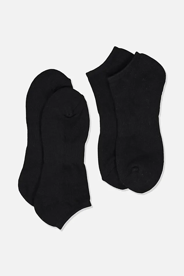 Ankle Socks 2 Pack Black Men Cotton On Socks and Underwear