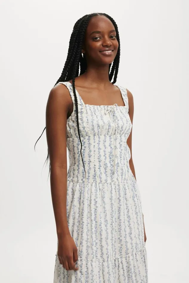 Aria Corset Detail Midi Dress Arden Wallpaper Ditsy Women Cotton On Dresses