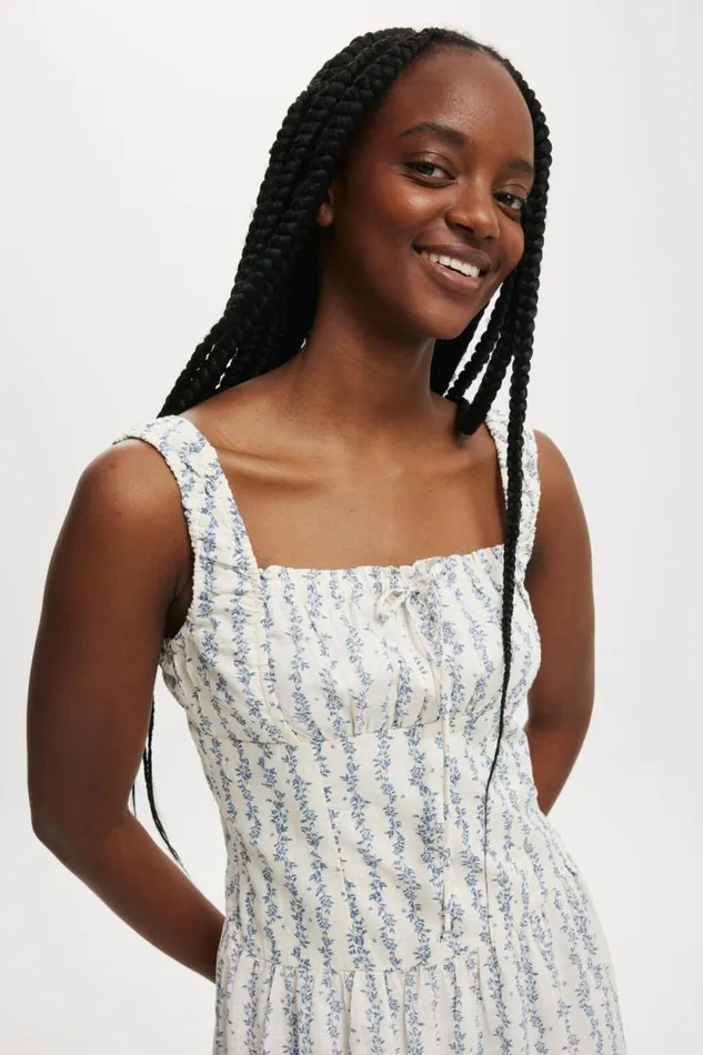 Aria Corset Detail Midi Dress Arden Wallpaper Ditsy Women Cotton On Dresses