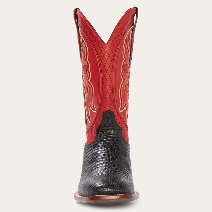 Arlington Black Teju Red Matte Cowboy Boot Black Men Stetson Western