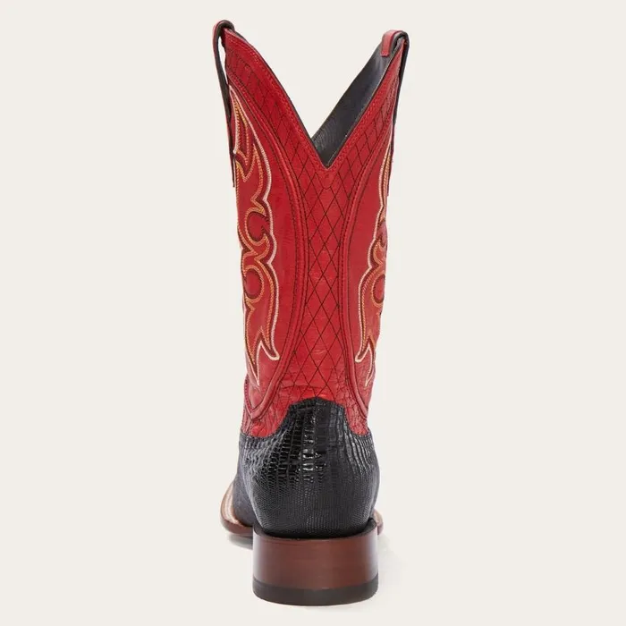 Arlington Black Teju Red Matte Cowboy Boot Black Men Stetson Western